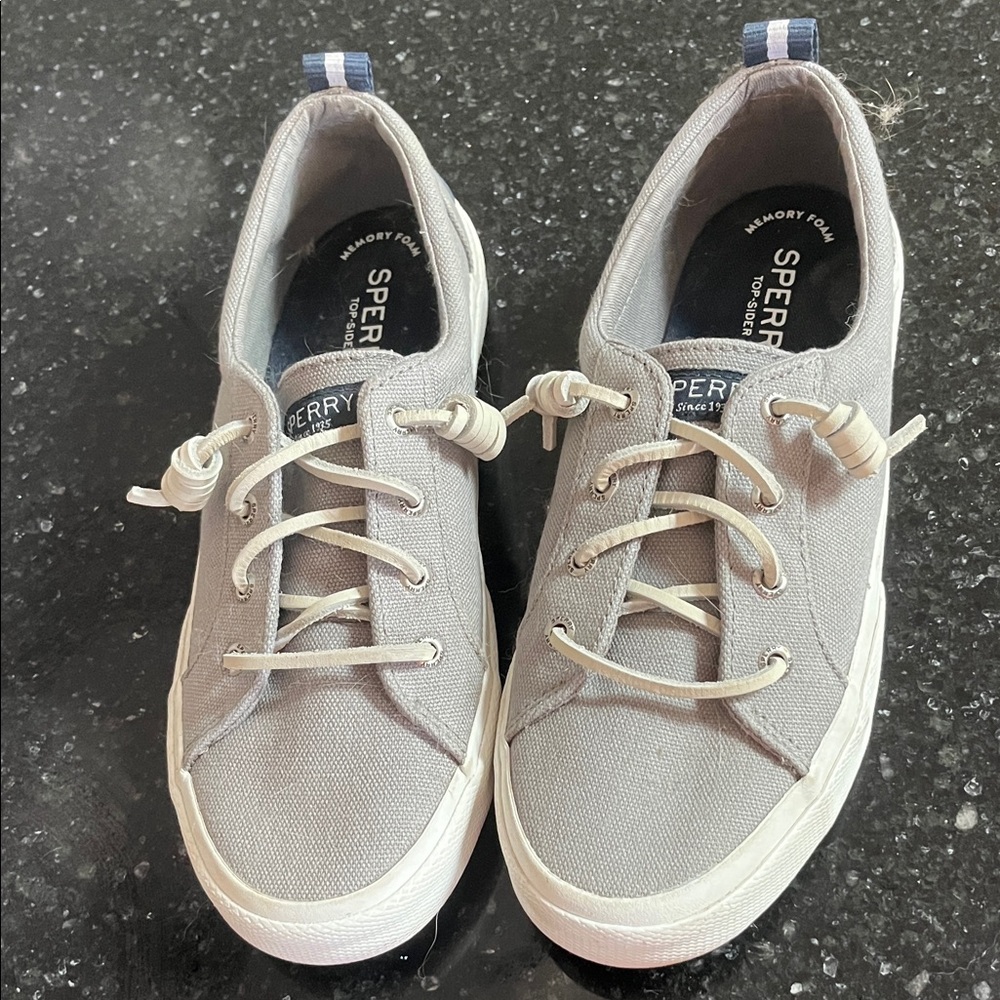 Sperry Light Gray Canvas Lace-Up Sneakers